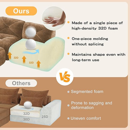 Modular Sectional Sofa with Free Combination,Boneless Floor Couch for Living Room & Lounge,Velvet 3-Seater Sectional Couch with 2 Ottomans,No Assembly Needed