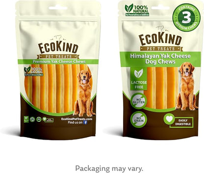 EcoKind Pet Treats Gold Himalayan Yak Cheese Medium Dog Chew | Great Treats for Dogs, Indoors & Outdoor Use - 3 Medium Chews