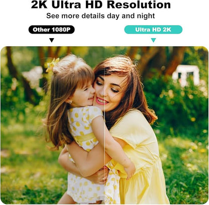 2K UHD Smart Wireless Security Camera Indoor/Outdoor, Battery Powered WiFi