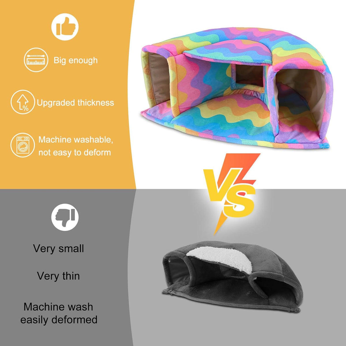 Unicorn Catcher Guinea Pig Hideout - Large Cozy Bed, Warm House, Washable Tunnel Accessories for Small Pets: Hamster, Chinchilla, Bunny