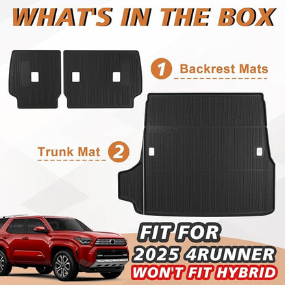 TripleAliners Trunk Mat & Rear Seatback Mat Fit for Toyota 2025 2026 4Runner All Weather TPE Liners Accessories Custom Fit TPE Heavy-Duty (Only for 5 Seats) - Not for Hybrid Model