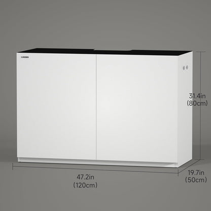 LANDEN Aquarium Wooden Stand and Cabinet for up to 72.2 Gal Tank, Fish Reptile Sea Salt WaterTank Stand, Nano Foam Leveling Mat Included, W47.2xD19.7xH31.5 in, Wooden Matte White Painted(Stand Only)