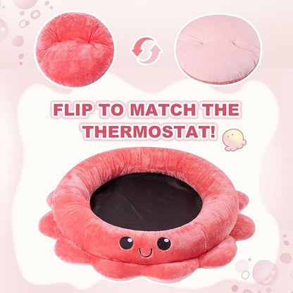 Cute Calming Dog Beds Clearance for Large and Extra Dogs, Anxiety Bolster Dog Bed with Octopus Shape, Pink, Red, XL, Boho, Round Pet Bed Cat with Removable Cushion