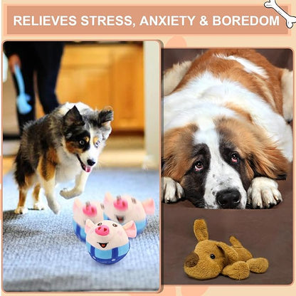 BABORUI Interactive Dog Toys Pig, Jumping Squeaky Dog Toys with Recording and Music Modes, Rechargeable Moving Dog Chew Toys for Small/Medium/Large Dogs to Keep Them Busy(Blue Pig)