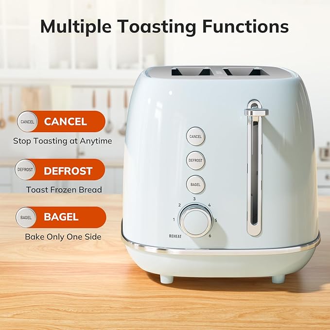 Retro 2 Slice Stainless Steel Toaster
