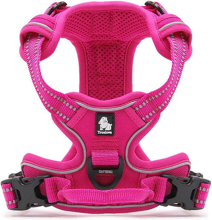TRUE LOVE Adjustable No-Pull Dog Harness Reflective Pup Vest Harnesses Comfortable Control Brilliant Colors Truelove TLH5651(Fushcia,XL)