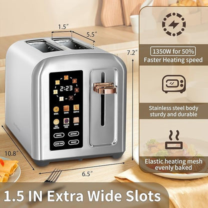 SEEDEEM Toaster 2 Slice, Full Touch Control Stainless Toaster, LCD Display