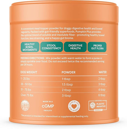 Finn Pumpkin Plus: Daily Digestive Support & Fiber-Rich Topper for Dogs | Promotes Regularity & Gut Health with Superfoods