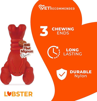 Nylabone Lobster Power Chew Toy for Dogs, Dog Toys for Aggressive Chewers, Filet Mignon Flavor, Small Dogs - Up to 25 Ibs, 1 Count