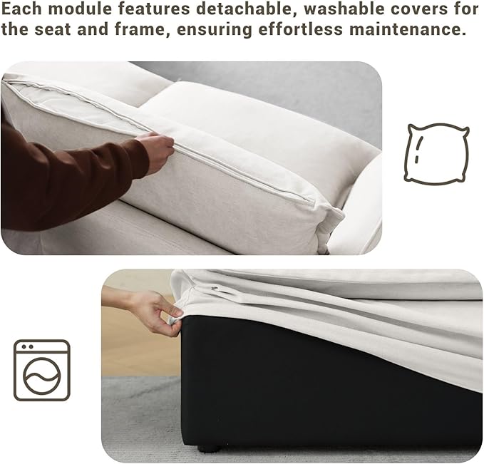 Lopzeho 111” Oversized Modular Sectional Sofa, Comfy Down Fill Cloud Couch, L Shaped 4 Seater Couches with Washable Cover, Convertible Sectional Couches for Living Room, Cream White