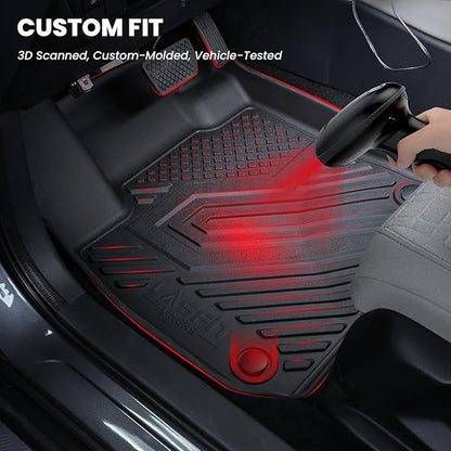 LASFIT Floor Mats for Kia Telluride 2025 2024 2023 2022 2021 2020, All Weather TPE Custom Fit Floor Liners 1st & 2nd & 3rd Row Car Mats Accessories, Black