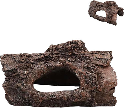Aquarium Fish Tank Decorations,Resin Hollow Tree Trunk Ornament Bettas Fish Decor Aquarium Hideout for Shrimp Reptile and Turtle(Color:Brown)