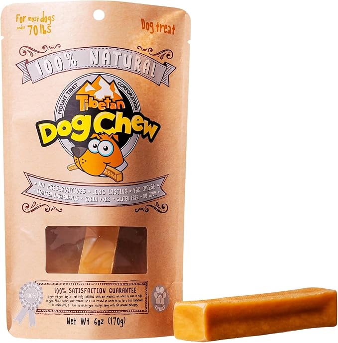 Tibetan Dog Chew Yak Cheese Sticks - Natural Handmade Treats for Extra Large Dogs, Long-Lasting and Easy to Digest with No Additives, Rawhide, Grains, or Gluten, Perfect for Aggressive Chewers, 1 Chew