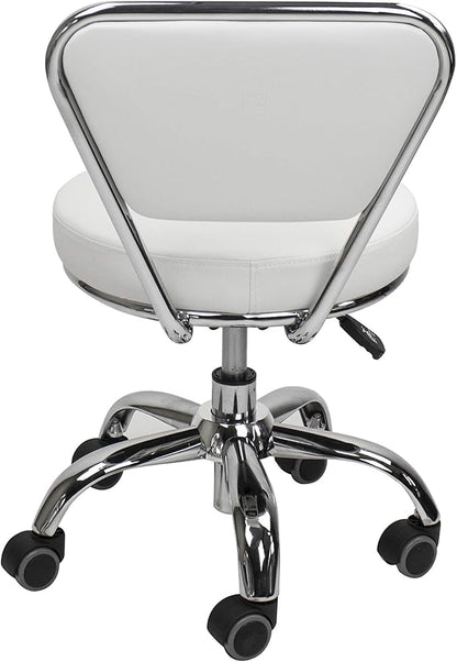 MAYAKOBA Dayton Garage Rolling Seat (White) Pneumatic, Short Stool with Adjustable Height 13"-15", Perfect for Garage Task, Home Cleaning, Bathroom Short Seat, Technician Task