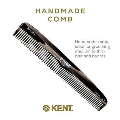 Kent 9T Graphite Fine and Wide Tooth Comb Detangler - Large Handmade and Saw-Cut Dressing Comb - Wet Hair Comb for Women and Durable Grooming Combs for Men Made in England