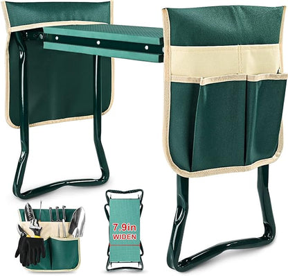 KVR Upgraded Garden Kneeler and Seat with Thicken & Widen Soft Kneeling Pad,Heavy Duty Foldable Gardener Stool with 2 Tool Pouches,Gardening Gifts for Women Mom Men Seniors¡­…