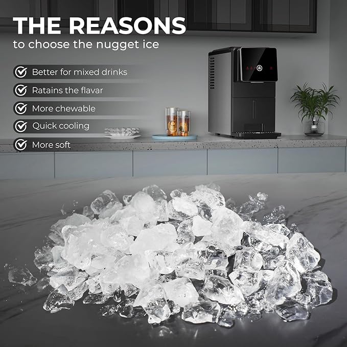 Nugget Ice Makers Countertop, Portable Ice Maker