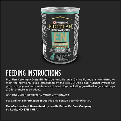 Purina Pro Plan Veterinary Diets EN Gastroenteric Naturals Canine Formula Wet Dog Food - (Pack of 12) 13.4 oz. Cans