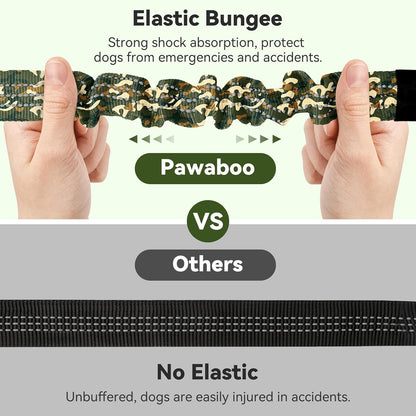 Pawaboo 2Pack Dog Seatbelt for Car, Dog Car Seat Belt Bungee, Dogs Tether with Buckle & Hook Latch, Adjustable Reflective Dogs Cars Harness Leash with 360° Lockable Buckle, Army Green Camouflage