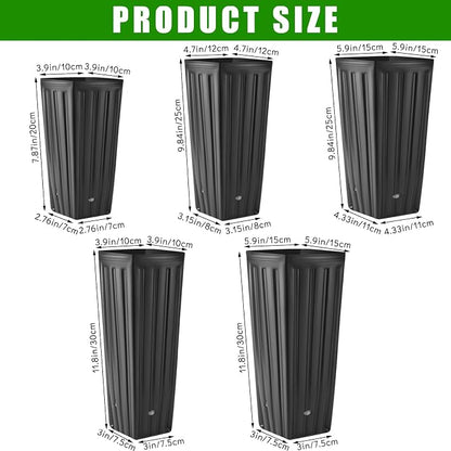 Nuenen 200 Pcs Tall Pot Plastic Deep Plant Nursery Pots Black Seedling Flower Plant Container with Drainage Holes for Indoor Outdoor Gardening (11.8" H X 5.9" W)