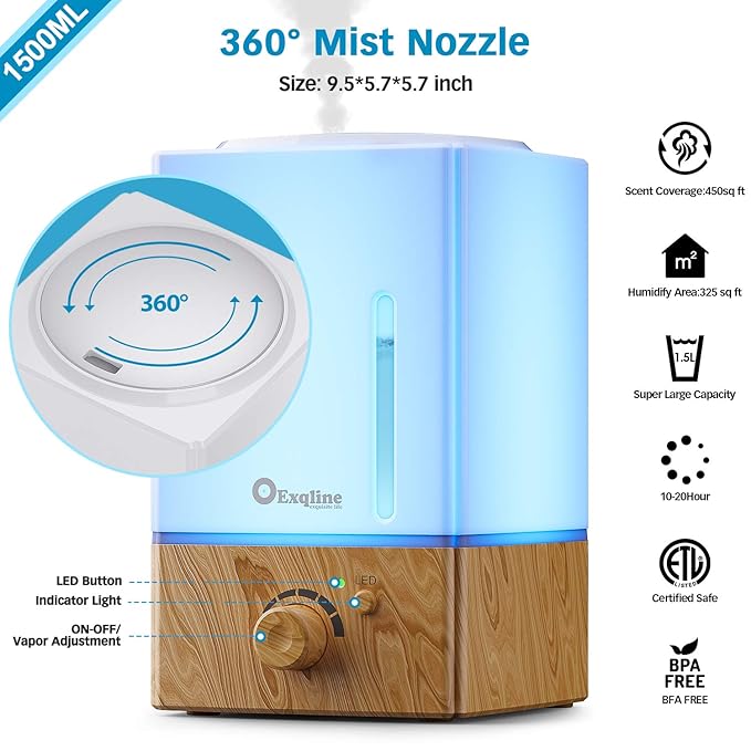 Exqline 1500ml Large Aroma Essential Oil Diffuser