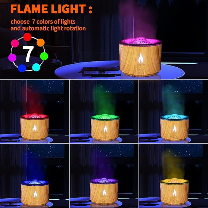 BOHOFAM Aroma Essential Oil Diffuser 360 ML, Volcano and Flame