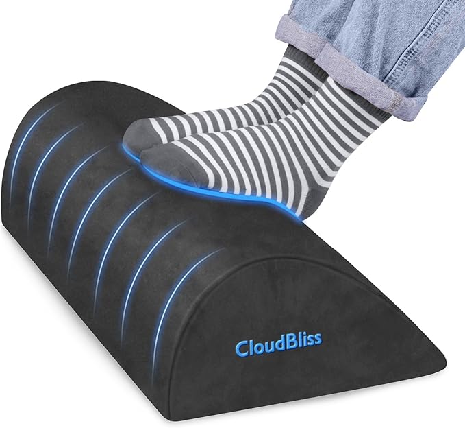 CloudBliss Foot Rest for Under Desk at Work,Office Desk Accessories with Soft Foam and Washable Removable Cover, Foot Stool for Office, Car, Home to Foot Support and Relax Ankles, Gray
