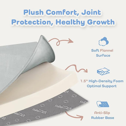 PaPaMat 1.5" Thick Baby Play Mat for Floor, 59x79 Playpen Mat, Pro Soft Flannel Foam Mats Toddler Infant Kids Crawling for Nursery Rug Playroom Living Room Waterproof Easy Care Non-Slip (Dark Grey)