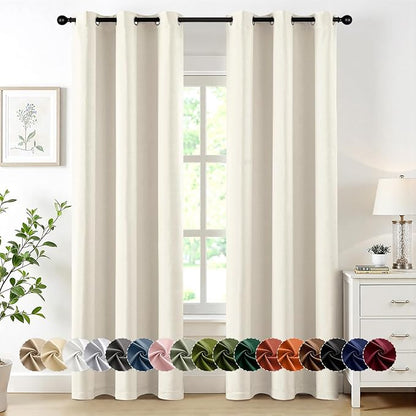 MIULEE Beige White Blackout Curtains