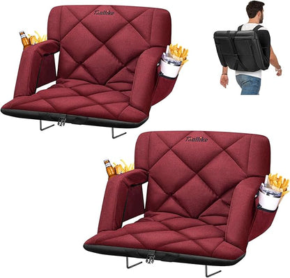 25inch Extra Wide Stadium Seat, Thick Bleacher Chair with Back Support and Cushion, 6 Reclining Positions Bleacher Seat with Armrest, Upgrade Sofa Style Stadium Chair for Sport Events and Outdoors