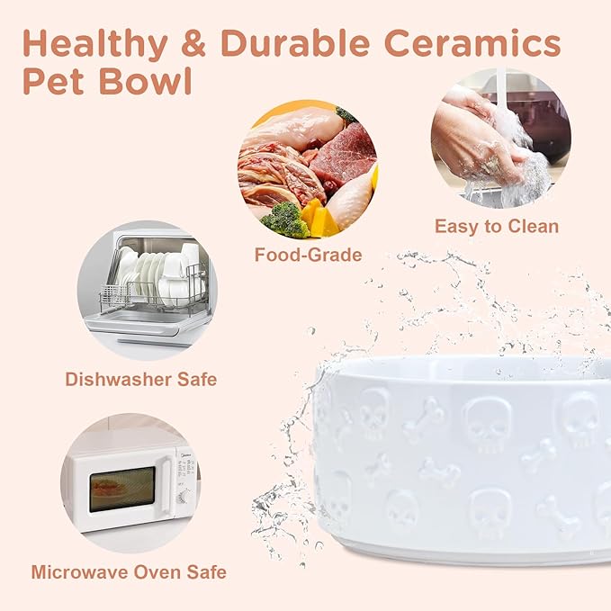 SPUNKYJUNKY Elevated Dog Bowls Ceramic, 7.3'' Dogs Food Water Bowls Raised - 42