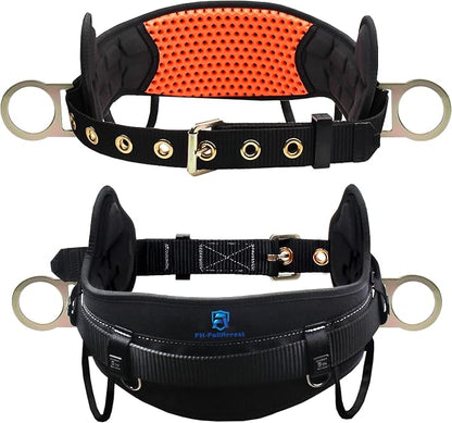Safety Harness Climbing Belt - Tongue Buckle Safety Belt With Ventable & Moisture-Wicking Waist Pad and 2 Side D-Rings Personal Fall Protection Safety Belt for Work Positioning Restraint