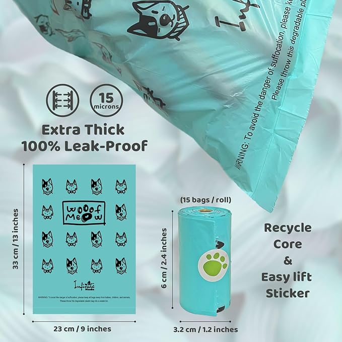 Dog Poop Bags, Extra Thick and Strong Pet Poop Bags for Dog Walking and Traveling, Premium Leak-Proof Pet Waste Bags for Small Medium Large Dogs and Cats (Blue, 240 Bags)