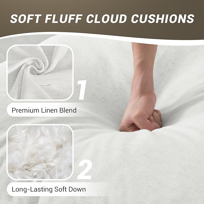 Lopzeho Oversized Cloud Modular Sectional Sofa, Comfy Down Filled Cloud Couch with Removable Cover, Modern Loveseat Couch, Deep Seat Sectional Couches for Living Room, Cream White