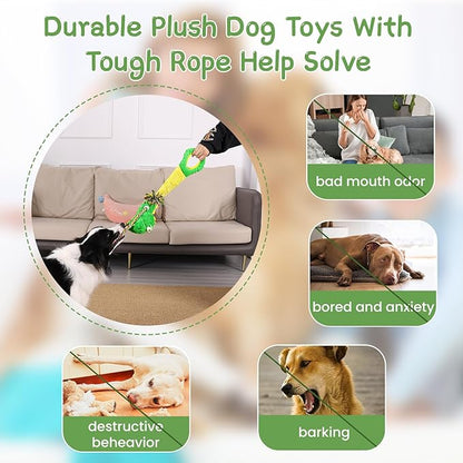 Squeaky Dog Toys for Large Dogs, Interactive Dog Toys to Keep Them Busy, Puppy Chew Toys for Teething, Dog Tug of War Toys, Puppy Teething Toys