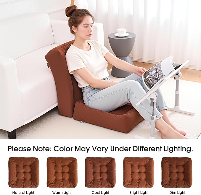 Tikuns Floor Pillows for Adults, 22x22x6 Inch Meditation Cushions, Large Square Sitting Cushion Living Room Memory Foam Pillow for Sitting (1, Brown, 22x22x6 Inch)
