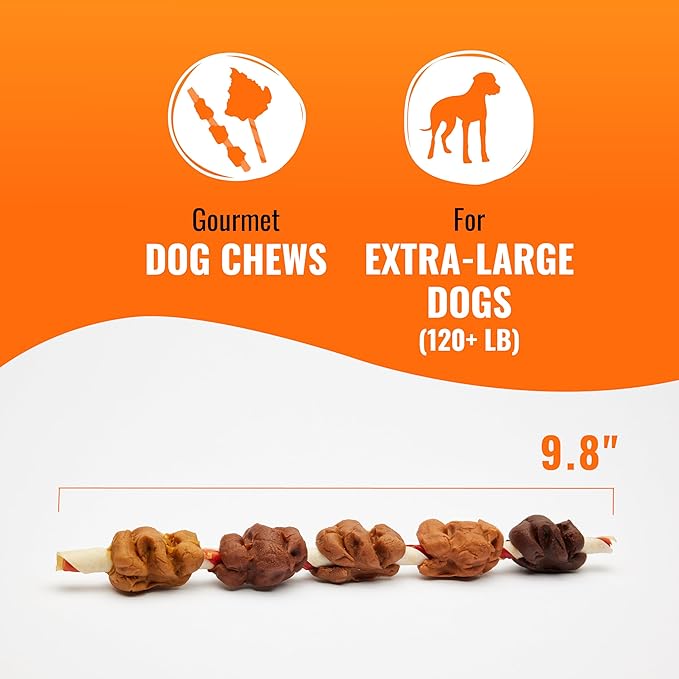 Good 'n' Fun Triple Flavor Colossal Kabobs, 3 Count, Treat Extra-Large Dogs to Long-Lasting Rawhide Chews
