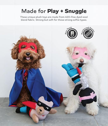 Jax & Bones Squeaky Dog Toys - 11" Tough Wool Squeak Toy for Dogs - Reinforced Seams for Moderate Chewers | Kicky The Cat