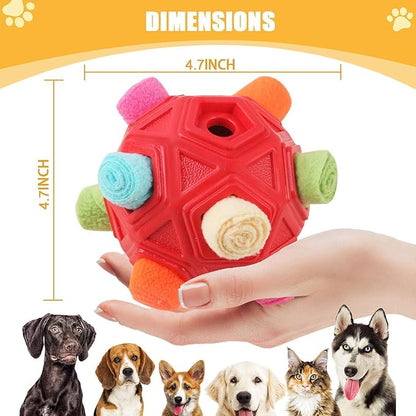 Dog Snuffle Ball-Interactive Puzzle Dog Toys Encourage Natural Foraging Skills Slow Feeder for Training and Stress Relief, Cloth Strip Hiding Food Chew Toys for Any Size Dogs