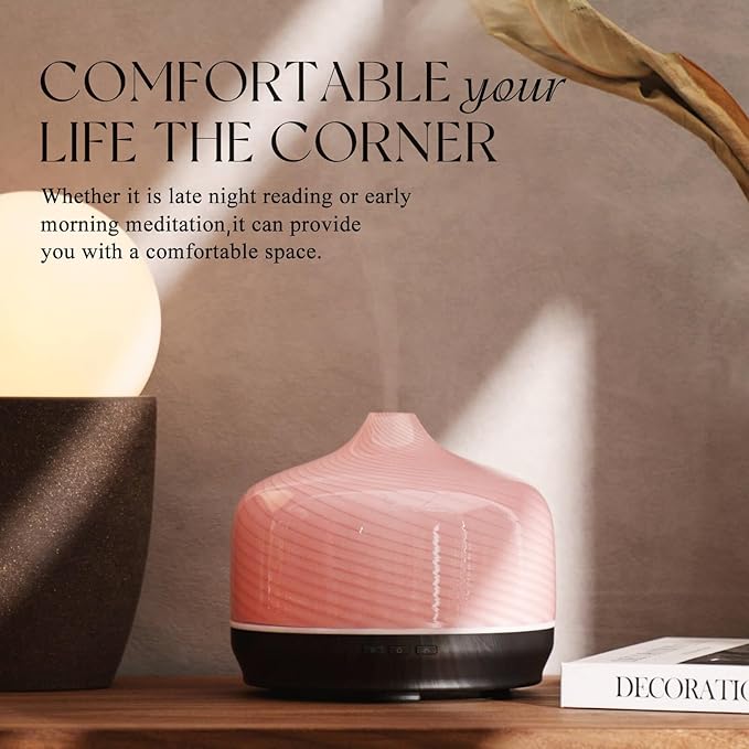 Porseme 500ml Glass Essential Oil Diffuser Aromatherapy Ultrasonic Cool Mist
