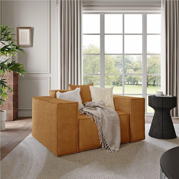 POVISON 52" Modular Sectional Sofa for Living Room Modern Large Sectional Couches Velvet Accent Chair Oversized Deep Seat Sofa Set Big Comfy Cloud Couch for House Office