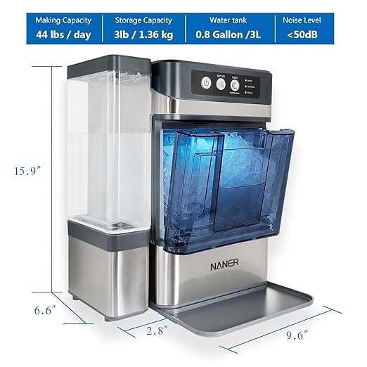 Nugget Ice Makers Countertop 42lbs/Day Large Capacity One-Click Operation