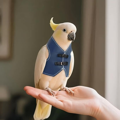 Bird Clothes, Parrot Leather Jacket, Cute Bird Costume Cosplay Photo Prop, Parrot Apparel for Eclectus, Budgerigar, African Greys Parakeet, Conure, Cockatiel, Love Birds-Cowboy Style,Blue,L