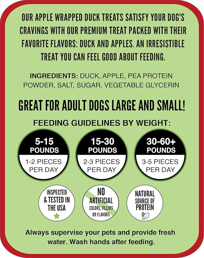 Hubert Pet Gourmet Duck Wrapped Apple Bites: Healthy & Natural Training Snacks, Ideal for All Dog Sizes, Low Fat, High-Protein, 2.5 lbs Super Value Pack