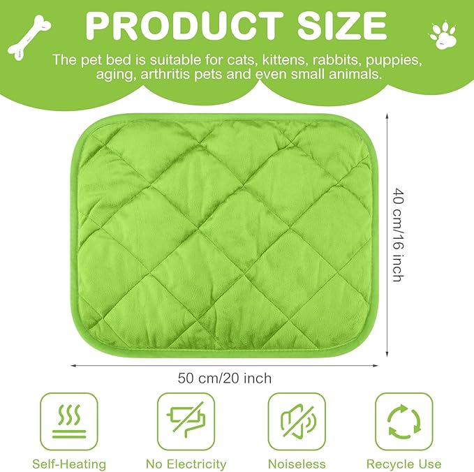 4 Pack Self Heating Cat Pad Self Warming Dog Mat Reflects Body Heat Extra Warm Thermal Pet Pad Washable Dog Cat Bed Crate Bed Mat Blanket(16 x 20 Inch,Green)