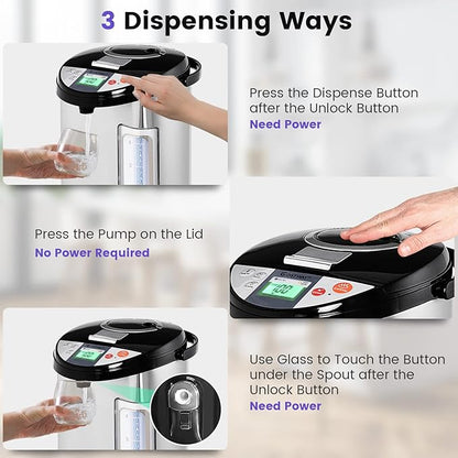COSTWAY Instant Electric Hot Water Boiler and Warmer, 5-Liter LCD Water Pot