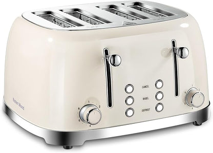 4 Slice Toaster Roter Mond Retro Stainless Steel