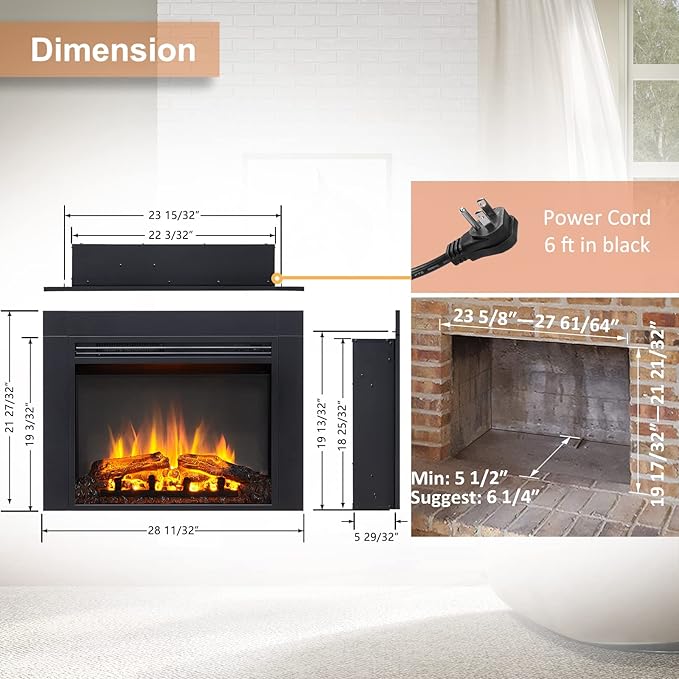 LegendFlame Jaden 28" W x 22" H Electric Fireplace Insert