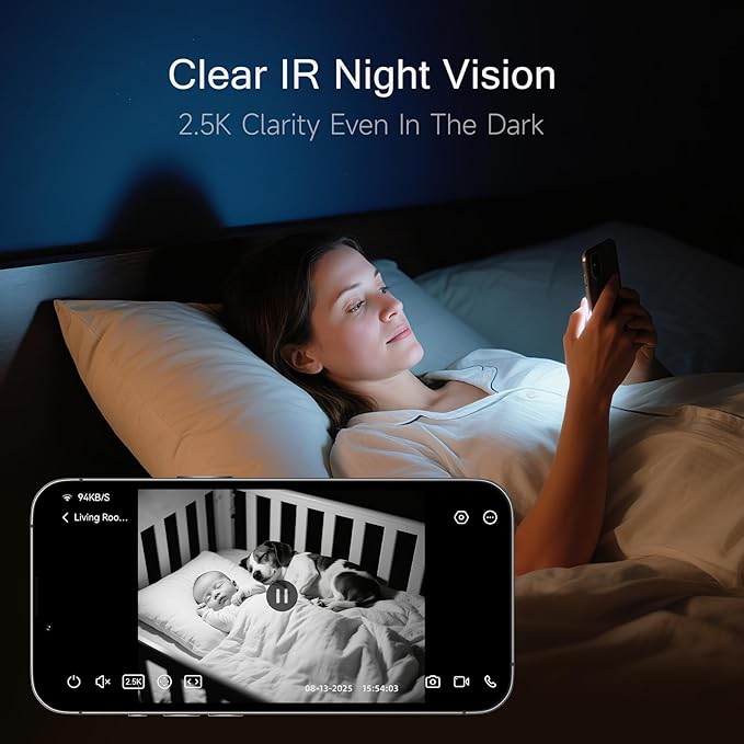 2.5K Indoor Camera 2pack, Non-Subscription AI Person/Pet/Cry Detection