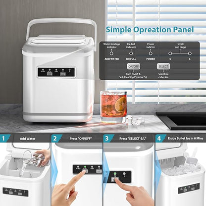 Countertop Ice Maker Machine, Portable Compact Small Bullet Ice Maker